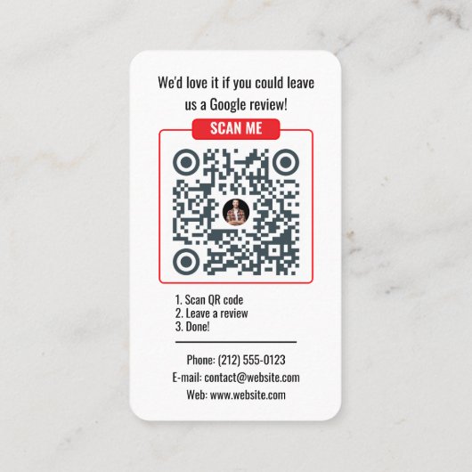 Google Review QR Code Business Card Template Visitenkarte (Rückseite)