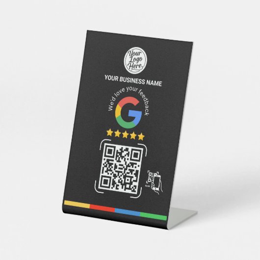 Google Review QR Code Business Name Sockelschild (Vorderseite)