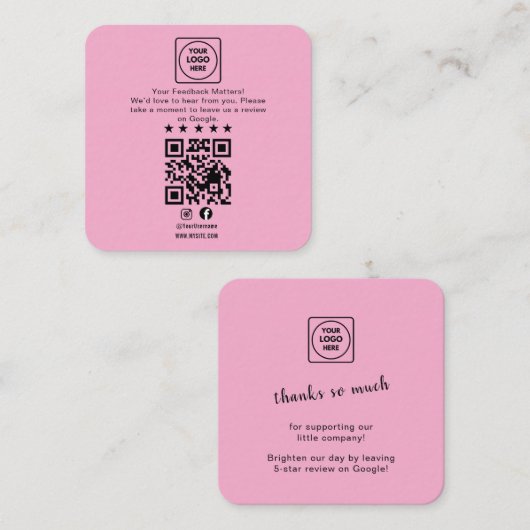 Google Review QR Code Business Note Card Begleitkarte (Vorne/Hinten)
