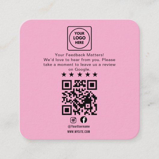 Google Review QR Code Business Note Card Begleitkarte (Vorderseite)
