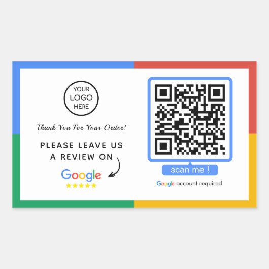 Google Review QR-Code | Business Review Rechteckiger Aufkleber (Vorderseite)