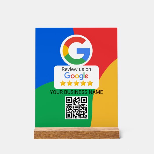 Google Review QR Code Colorful Business Acrylschild (Vorderseite)