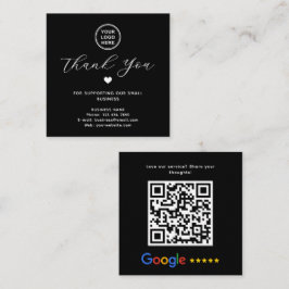 Google Review QR Code Danke Black Modern Quadratische Visitenkarte