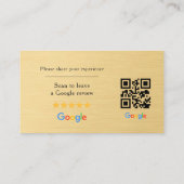 Google Review QR Code Faux Metallic Gold Visitenkarte (Rückseite)