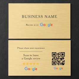 Google Review QR Code Faux Metallic Gold Visitenkarte
