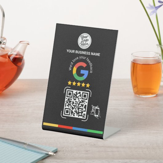 Google Review QR-Code Firmenname Sockelschild (In SItu)