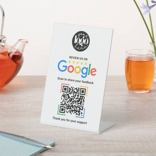 Google Review QR-Code Geschäft personalisiert Sockelschild (In SItu)