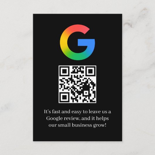 Google Review QR Code Geschäftseinsatzkarte Begleitkarte (Vorderseite)