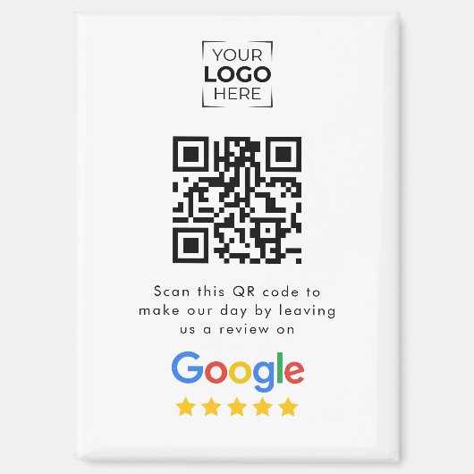 Google Review QR Code Geschäftskundenbewertung Magnet (Vorderseite)