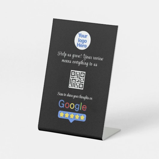 Google Review QR Code | Individuelles Geschäftsfee Sockelschild (Vorderseite)