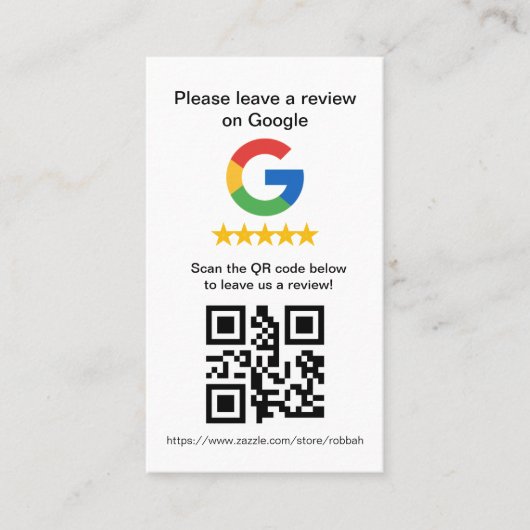 Google Review QR-Code-Karten, Bewertungs-Schild Visitenkarte (Vorderseite)