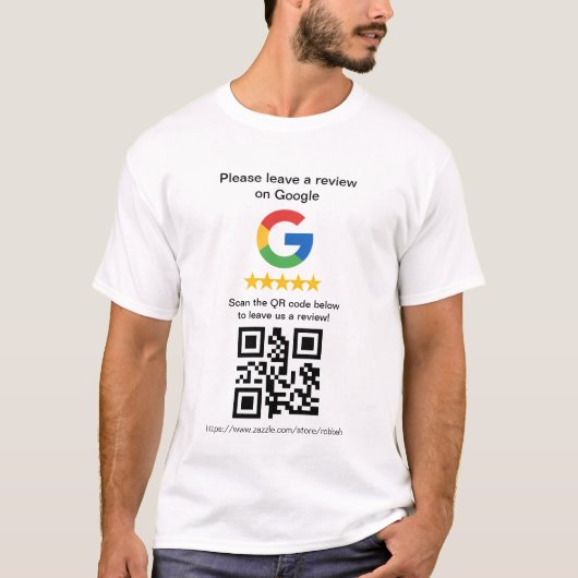 Google Review QR Code Karten, Review Schild T-Shirt (Vorderseite)