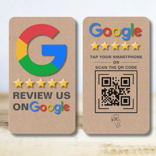Google Review QR Code Kraft Rustic Stich to Review Visitenkarte