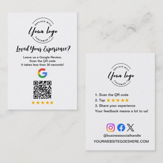 Google Review QR-Code Kundenfeedback-Anfrage Visitenkarte (Vorne/Hinten)