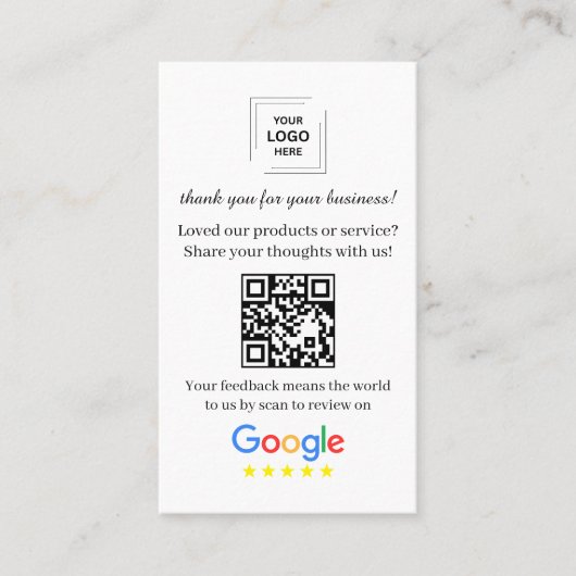 Google Review QR-Code Kundenfeedback-Stil Visitenkarte (Vorderseite)