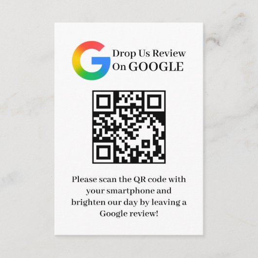 Google Review QR Code Kundensteckerkarte Begleitkarte (Vorderseite)