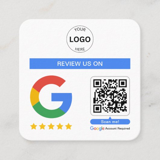 Google Review Qr Code Logo Vielen Dank Minimalisti Quadratische Visitenkarte (Vorderseite)