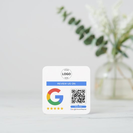 Google Review Qr Code Logo Vielen Dank Minimalisti Quadratische Visitenkarte (Stehend Vorderseite)