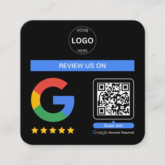 Google Review Qr Code Logo Vielen Dank Minimalisti Quadratische Visitenkarte (Vorderseite)