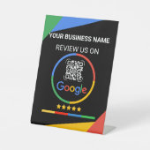 Google Review QR-Code mit Sternen Schwarz Sockelschild (Vorderseite)