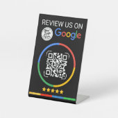 Google Review QR-Code mit Sternen Schwarz Sockelschild (Vorderseite)