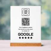 Google Review QR Code | Moderne Geschäftsauslage Acrylschild (Neutral)