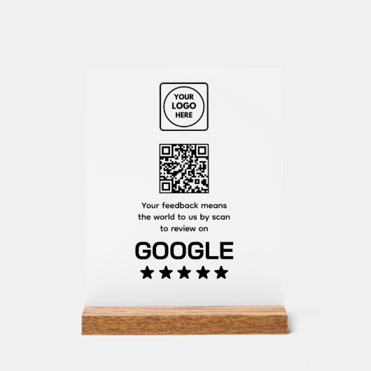 Google Review QR-Code | Modernes Business Display Acrylschild (Vorderseite)