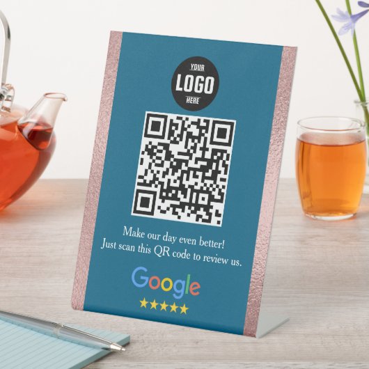 Google Review QR Code Pedestal Sign for Business Sockelschild (In Situ)