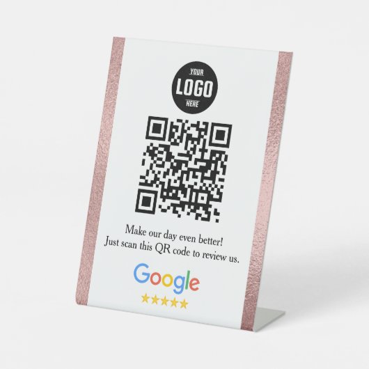 Google Review QR Code Pedestsign for Business Sockelschild (Vorderseite)