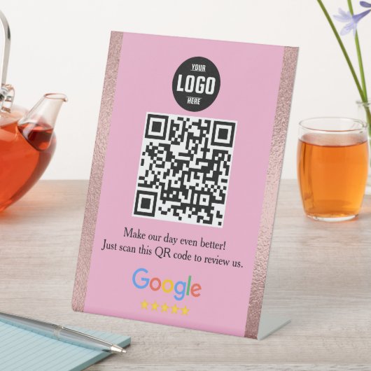 Google Review QR Code Pedestsign for Business Sockelschild (In Situ)