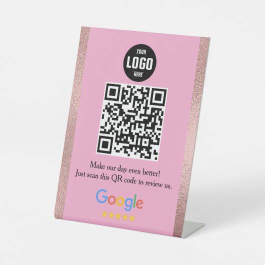 Google Review QR Code Pedestsign for Business Sockelschild (Vorderseite)