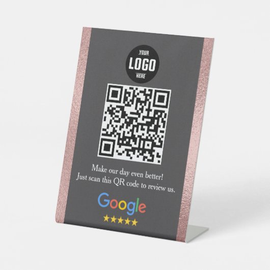Google Review QR Code Pedestsign for Business Sockelschild (Vorderseite)