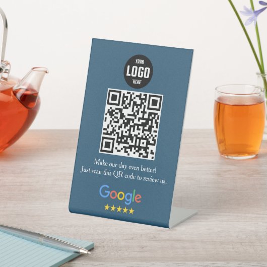 Google Review QR Code Pedestsign for Business Sockelschild (In SItu)