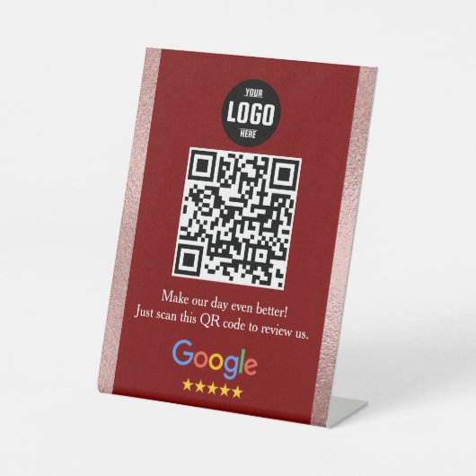 Google Review QR Code Pedestsign for Business Sockelschild (Vorderseite)