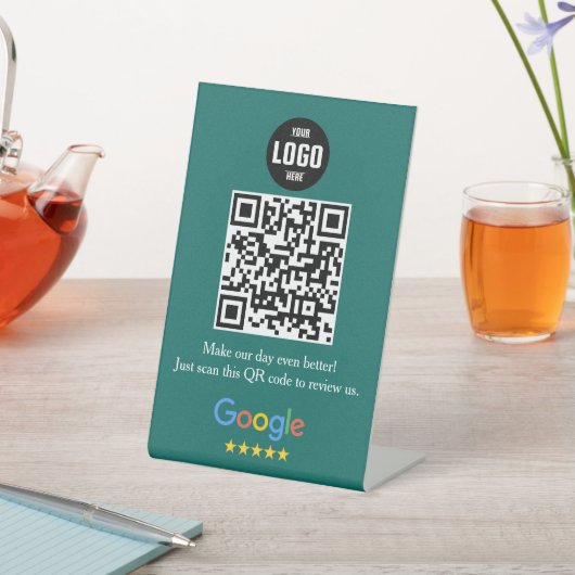 Google Review QR Code Pedestsign for Business Sockelschild (In SItu)