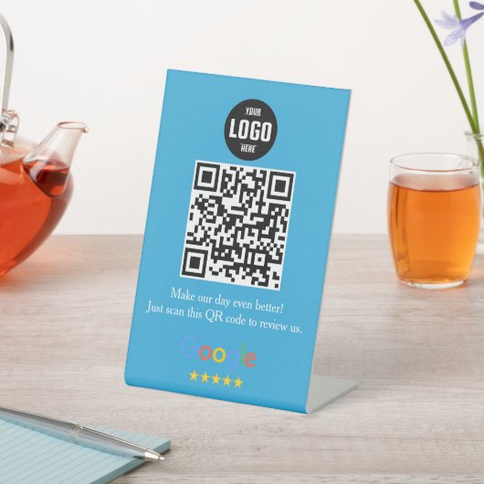 Google Review QR Code Pedestsign for Business Sockelschild (In SItu)