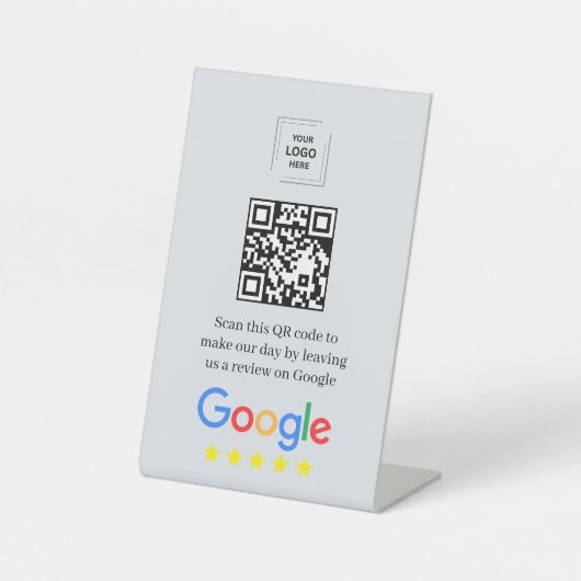 Google Review QR-Code-Podest Display-Stil Sockelschild (Vorderseite)
