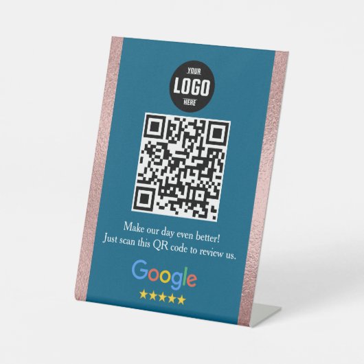 Google Review QR-Code-Podiumsschild für Unternehme Sockelschild (Vorderseite)