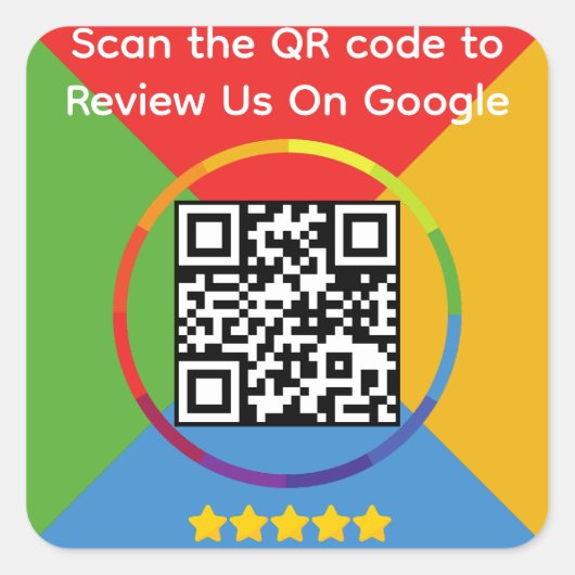 Google Review QR Code Quadratischer Aufkleber (Vorderseite)