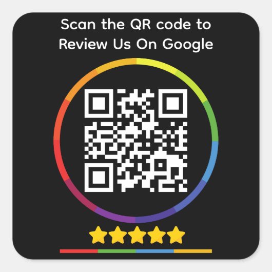 Google Review QR Code Quadratischer Aufkleber (Vorderseite)