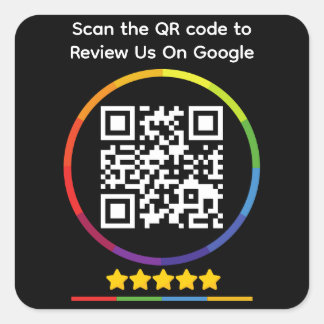 Google Review QR Code Quadratischer Aufkleber