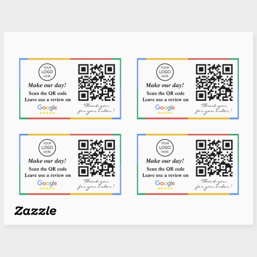 Google Review QR Code Rechteckige Aufkleber (Blatt)