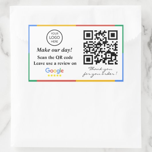 Google Review QR Code Rechteckige Aufkleber (Tasche)