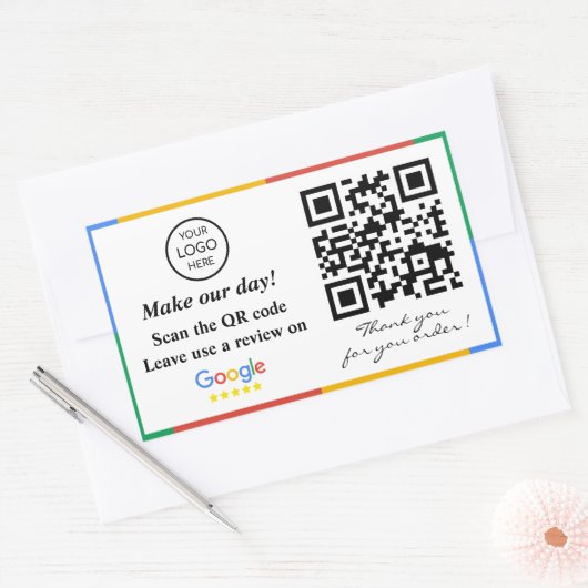 Google Review QR Code Rechteckige Aufkleber (Umschlag)