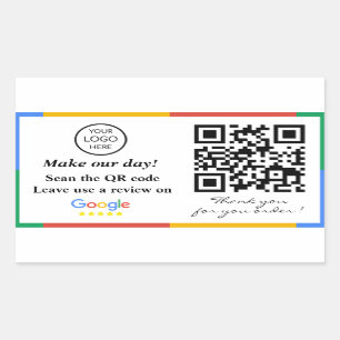 Google Review QR Code Rechteckige Aufkleber