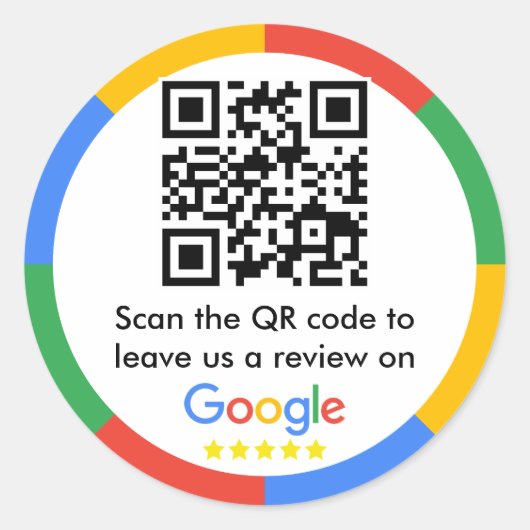 Google Review QR Code Runder Aufkleber (Vorderseite)