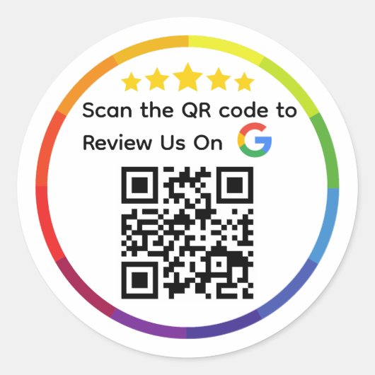 Google Review QR Code Runder Aufkleber (Vorderseite)