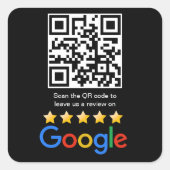 Google Review QR Code Scan Me Quadratischer Aufkleber (Vorderseite)