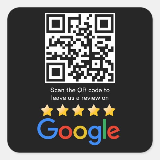 Google Review QR Code Scan Me Quadratischer Aufkleber (Vorderseite)