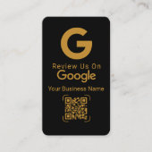 Google Review QR Code Schwarz Gold Visitenkarte (Vorderseite)